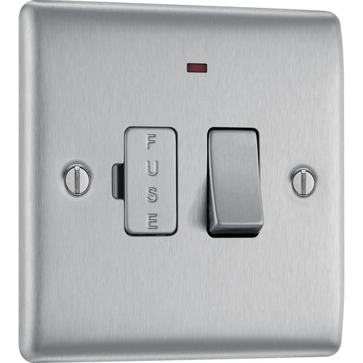 BG Electrical Nexus Metal Brushed Steel - Switched and fused with indicator