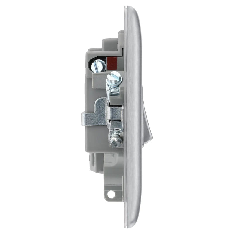 BG Electrical Nexus Metal Brushed Steel - Switched and fused with indicator