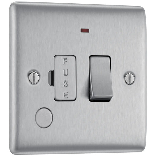 BG Electrical Nexus Metal Brushed Steel - Switched and fused with indicator and flex outlet