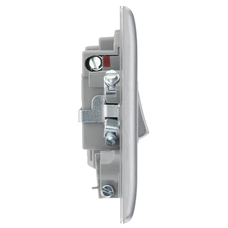 BG Electrical Nexus Metal Brushed Steel - Switched and fused with indicator and flex outlet