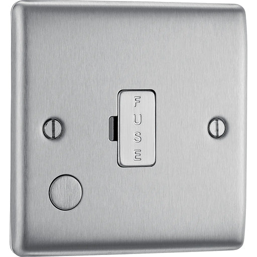 BG Electrical Nexus Metal Brushed Steel - Unswitched and fused with flex outlet