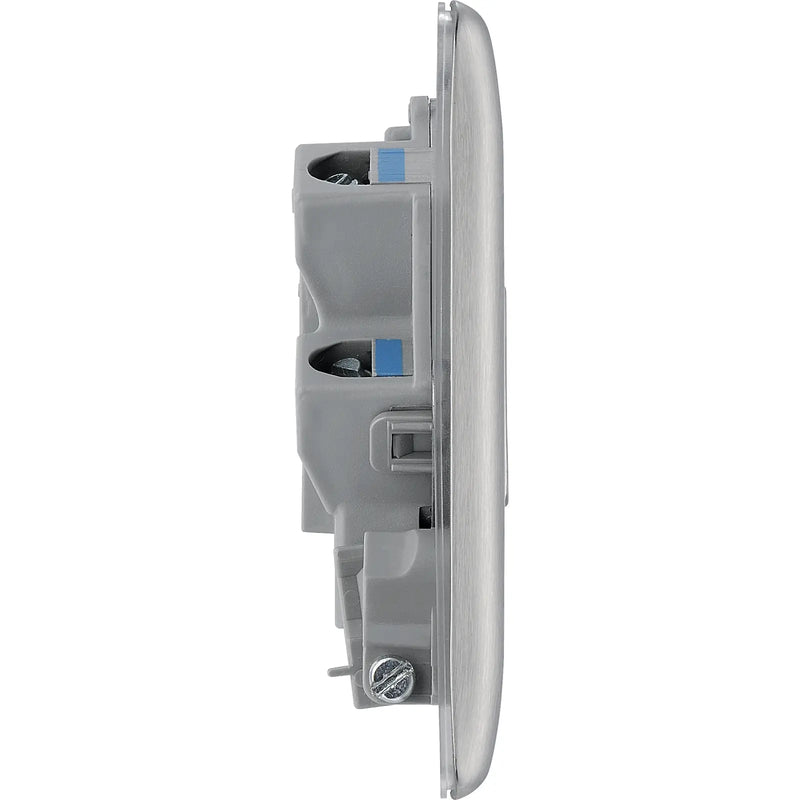 BG Electrical Nexus Metal Brushed Steel - Unswitched and fused with flex outlet