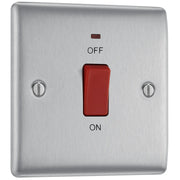 BG Electrical Nexus Metal Brushed Steel - 45A, double pole, single plate, with indicator