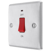 BG Electrical Nexus Metal Brushed Steel - 45A, double pole, single plate, with indicator