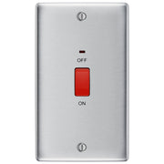 BG Electrical Nexus Metal Brushed Steel - 45A, double pole, large plate, with indicator