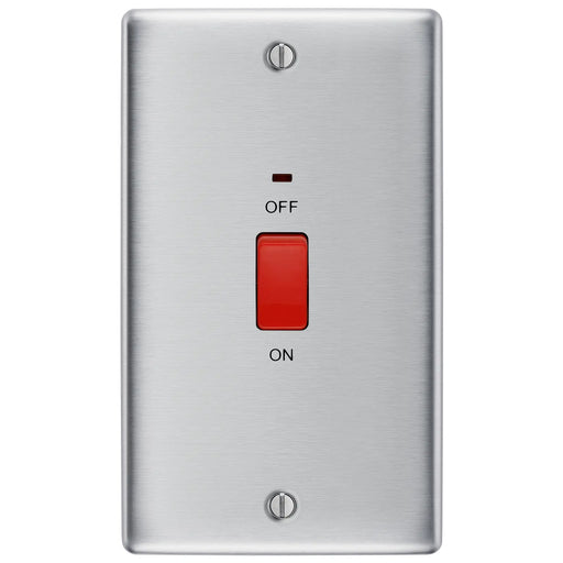BG Electrical Nexus Metal Brushed Steel - 45A, double pole, large plate, with indicator