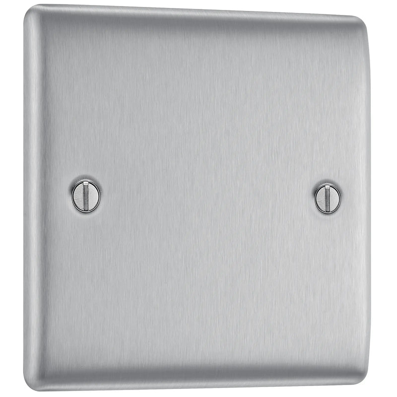 BG Electrical Nexus Metal Brushed Steel - Single, blank plate