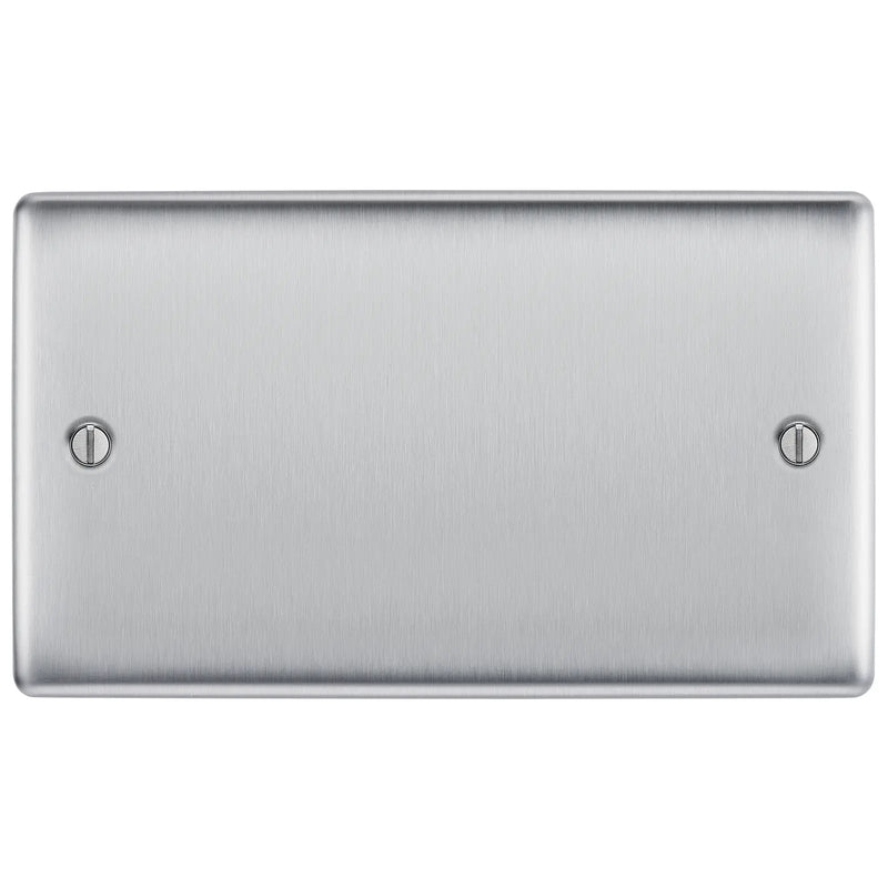 BG Electrical Nexus Metal Brushed Steel - Double, blank plate