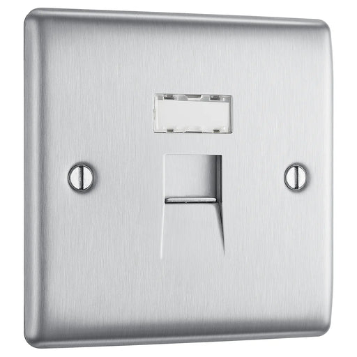 BG Electrical Nexus Metal Brushed Steel - Single, RJ45 data socket