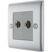BG Electrical Nexus Metal Brushed Steel - Double, co-axial