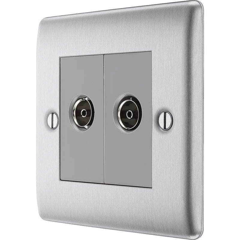 BG Electrical Nexus Metal Brushed Steel - Double, co-axial