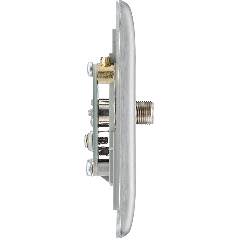 BG Electrical Nexus Metal Brushed Steel - Double, satellite and co-axial