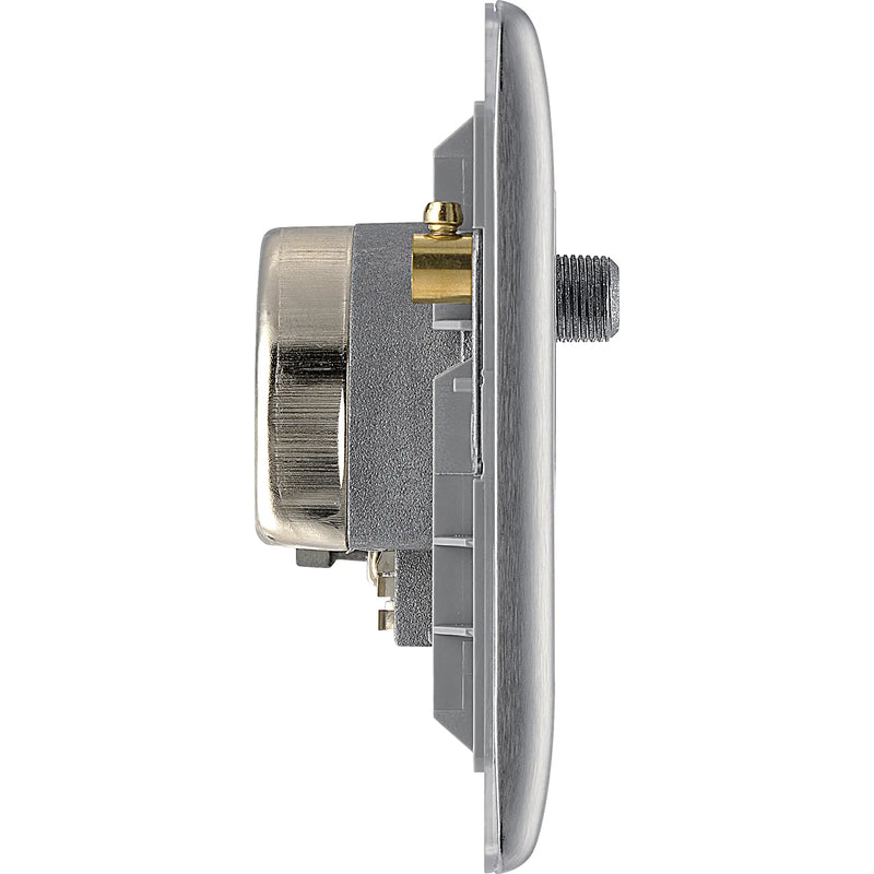 BG Electrical Nexus Metal Brushed Steel - Quadplex, 2 x sat, BT outlet and co-ax returned - screened