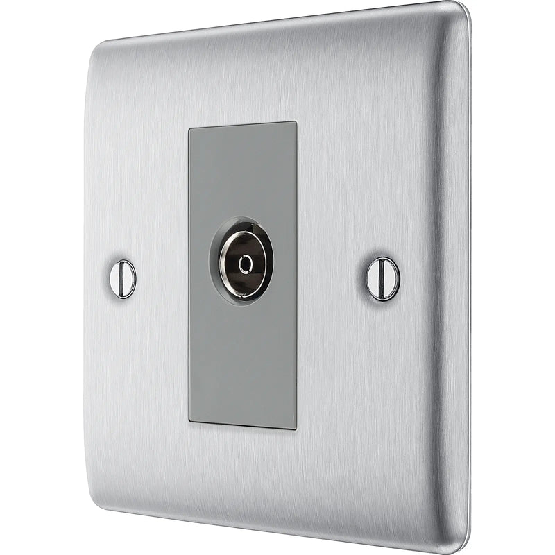 BG Electrical Nexus Metal Brushed Steel - Single, isolated, co-axial