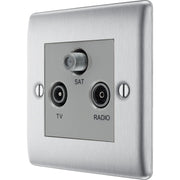 BG Electrical Nexus Metal Brushed Steel - Triple TV/FM/SAT triplex - screened