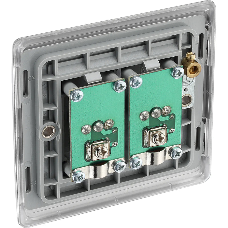 BG Electrical Nexus Metal Brushed Steel - Double, isolated, co-axial