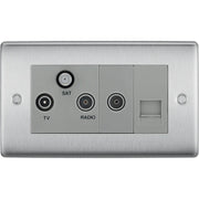 BG Electrical Nexus Metal Brushed Steel - Triplex with BT outlet and co-axial return - screened