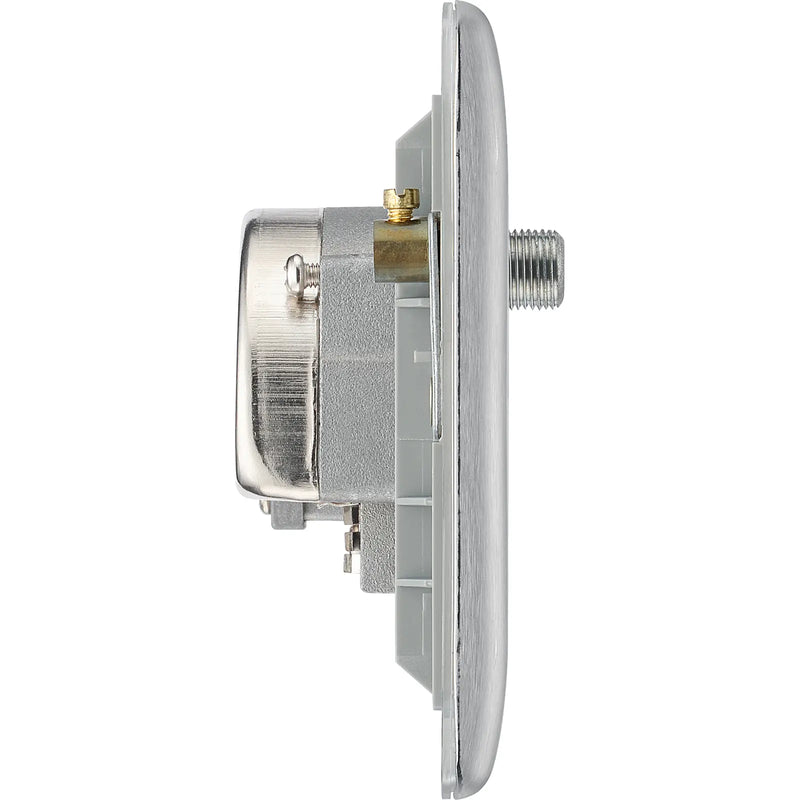 BG Electrical Nexus Metal Brushed Steel - Triplex with BT outlet and co-axial return - screened