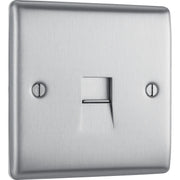 BG Electrical Nexus Metal Brushed Steel - Single, telephone socket, secondary