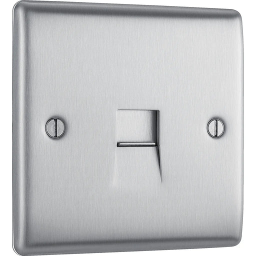 BG Electrical Nexus Metal Brushed Steel - Single, telephone socket, secondary