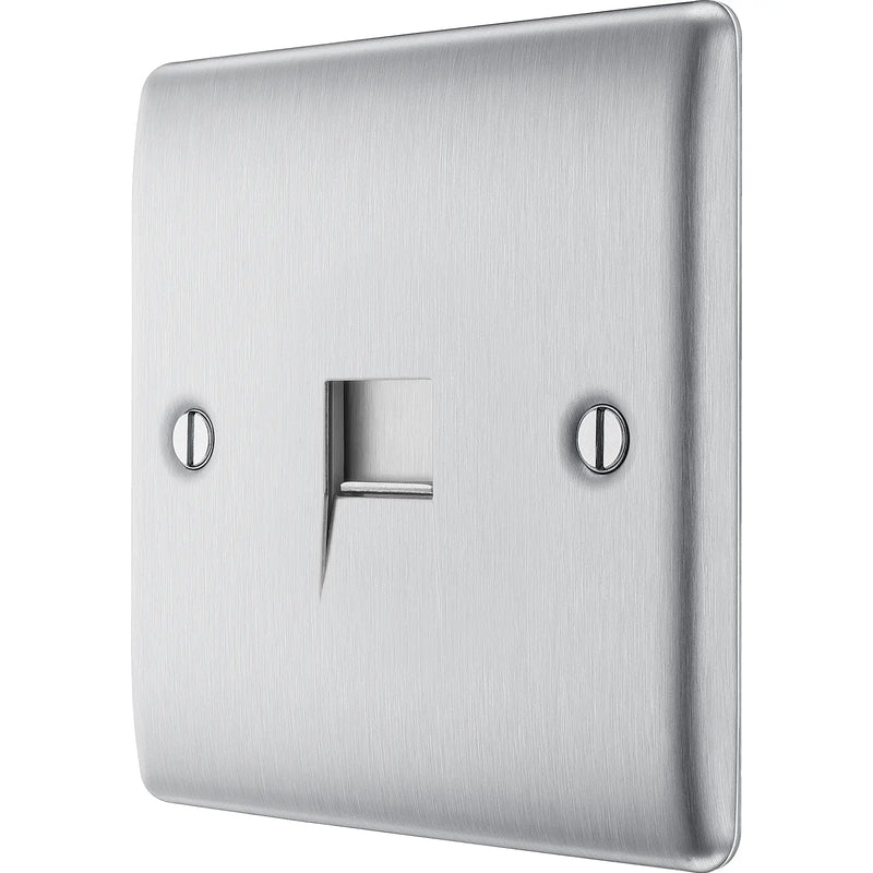 BG Electrical Nexus Metal Brushed Steel - Single, telephone socket, secondary