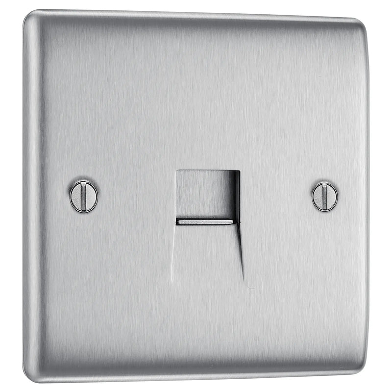 BG Electrical Nexus Metal Brushed Steel - Single, telephone socket, master