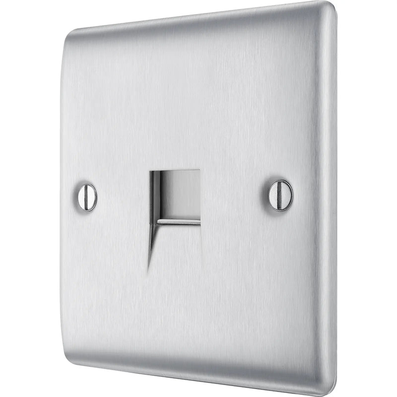 BG Electrical Nexus Metal Brushed Steel - Single, telephone socket, master