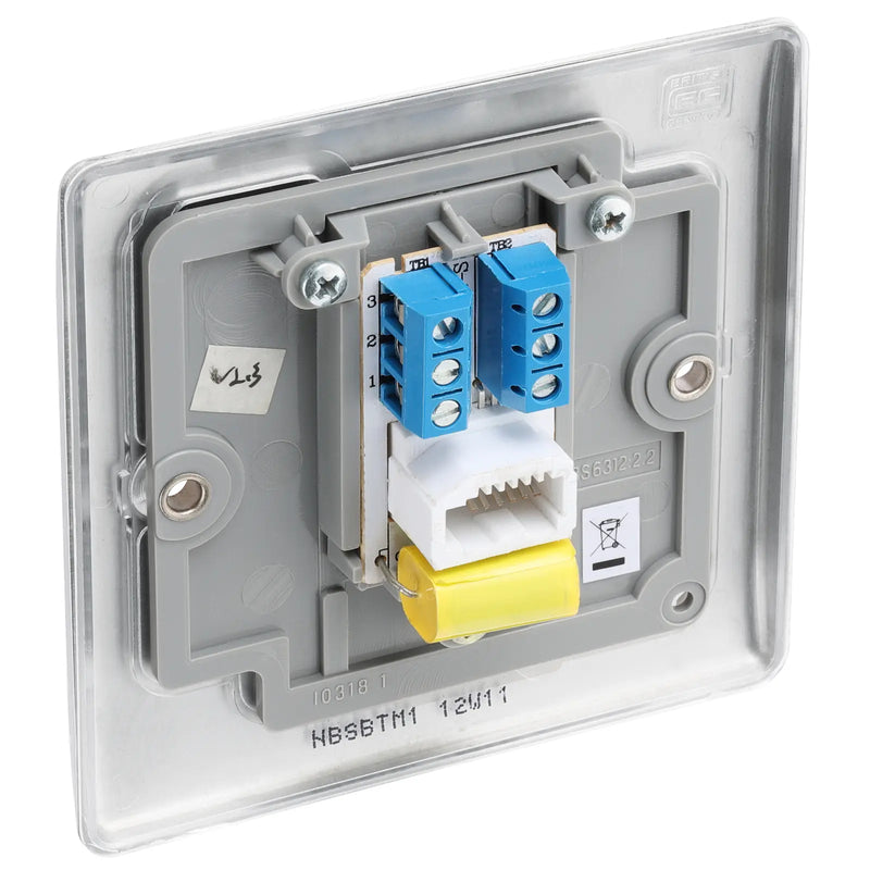 BG Electrical Nexus Metal Brushed Steel - Single, telephone socket, master