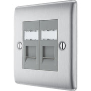 BG Electrical Nexus Metal Brushed Steel - Double, RJ45 data socket