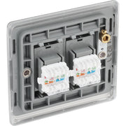BG Electrical Nexus Metal Brushed Steel - Double, RJ45 data socket