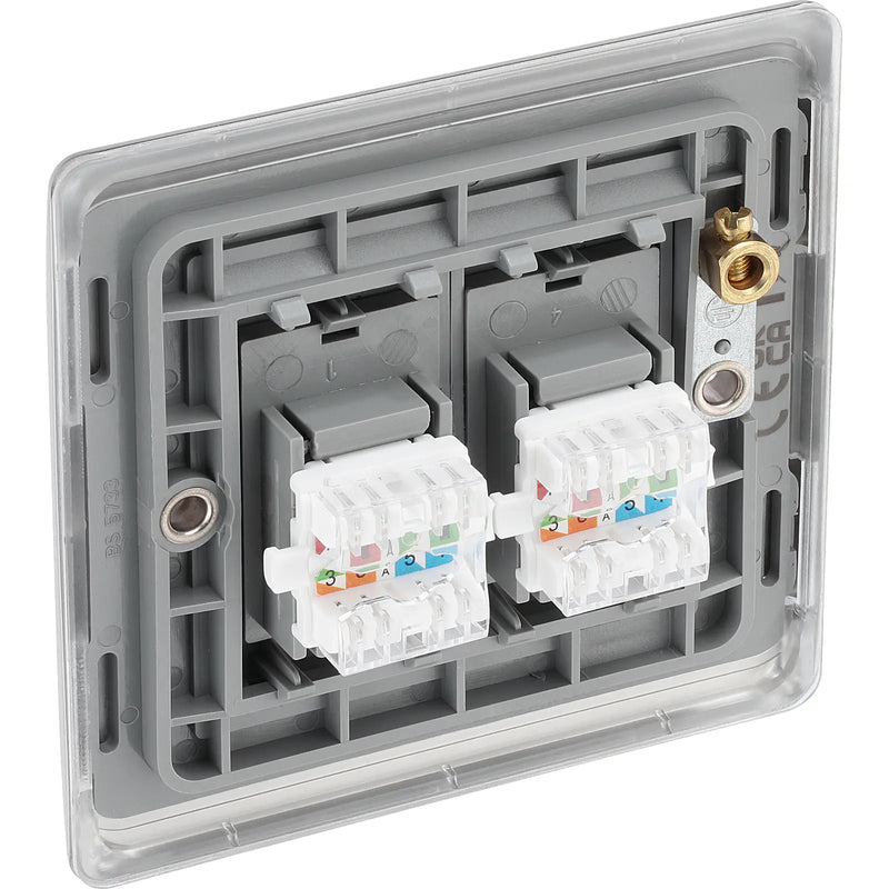 BG Electrical Nexus Metal Brushed Steel - Double, RJ45 data socket