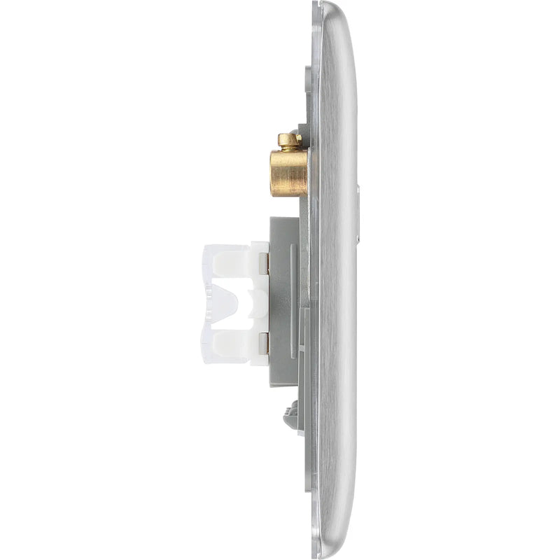 BG Electrical Nexus Metal Brushed Steel - Double, RJ45 data socket
