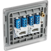 BG Electrical Nexus Metal Brushed Steel - Double, telephone socket, secondary