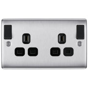BG Electrical Nexus Metal Brushed Steel - Double, switched, double pole, outboard rockers