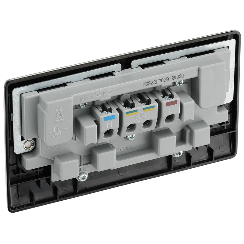 BG Electrical Nexus Metal Brushed Steel - Double, switched, double pole, outboard rockers
