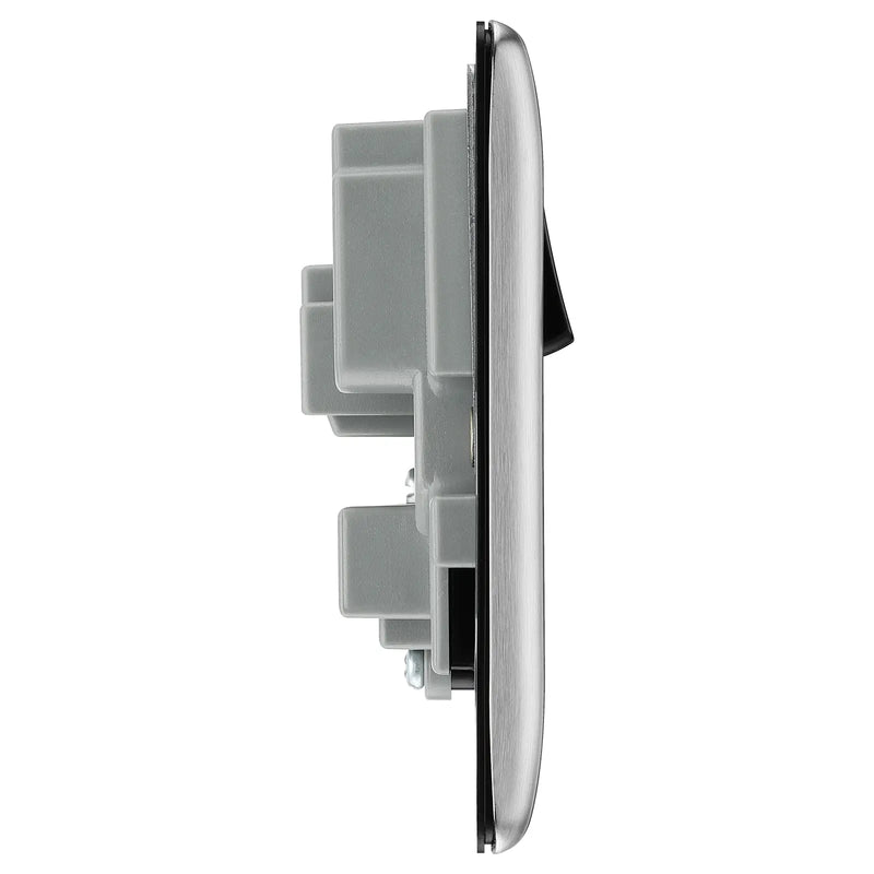 BG Electrical Nexus Metal Brushed Steel - Double, switched, double pole, outboard rockers