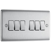 BG Electrical Nexus Metal Brushed Steel - 6 gang, 2 way switch