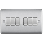 BG Electrical Nexus Metal Brushed Steel - 6 gang, 2 way switch