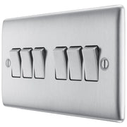 BG Electrical Nexus Metal Brushed Steel - 6 gang, 2 way switch