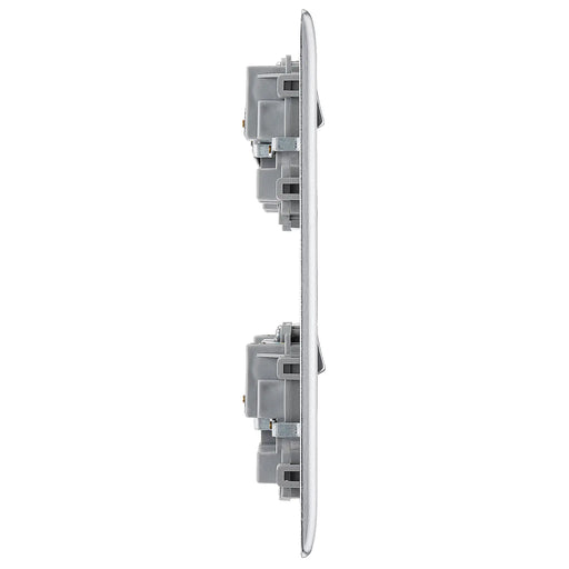 BG Electrical Nexus Metal Brushed Steel - Combination plate, 2 x double socket, 8 module aperture