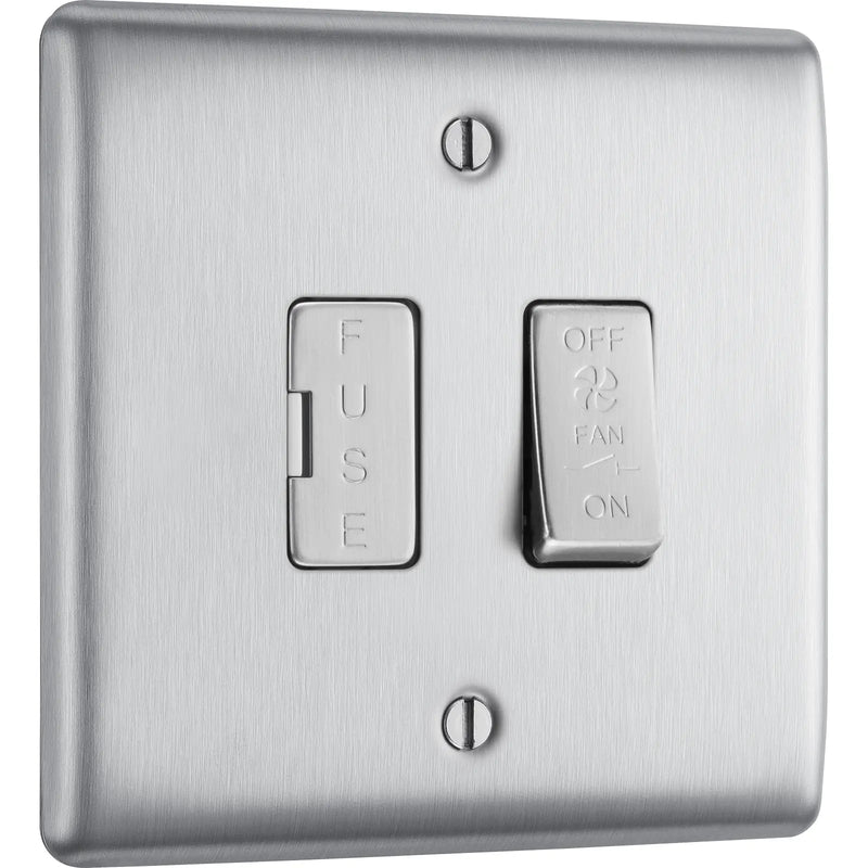 BG Electrical Nexus Metal Brushed Steel - Triple pole, fused, fan isolator