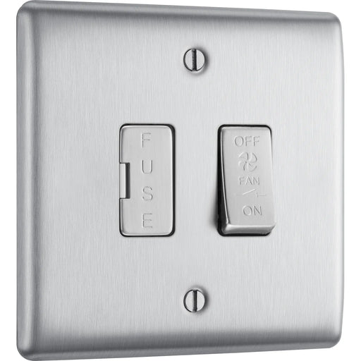 BG Electrical Nexus Metal Brushed Steel - Triple pole, fused, fan isolator