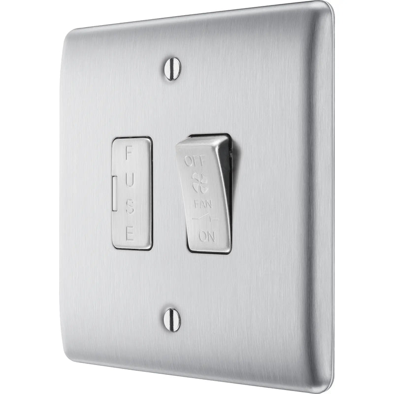BG Electrical Nexus Metal Brushed Steel - Triple pole, fused, fan isolator