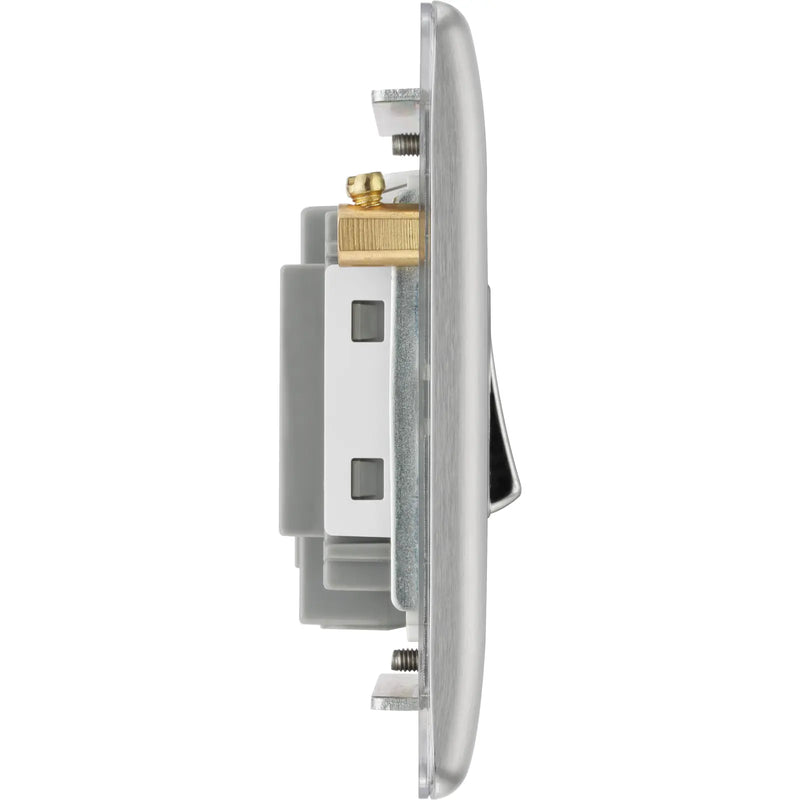 BG Electrical Nexus Metal Brushed Steel - Triple pole, fused, fan isolator