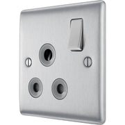 BG Electrical Nexus Metal Brushed Steel - 15A, single, switched, round pin