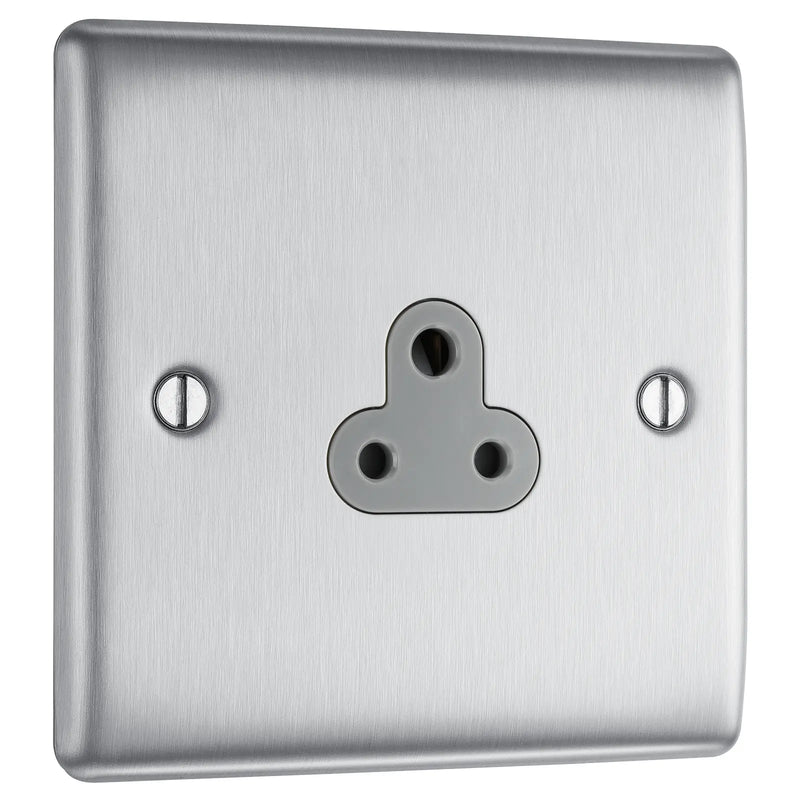 BG Electrical Nexus Metal Brushed Steel - 2A, single, unswitched, round pin