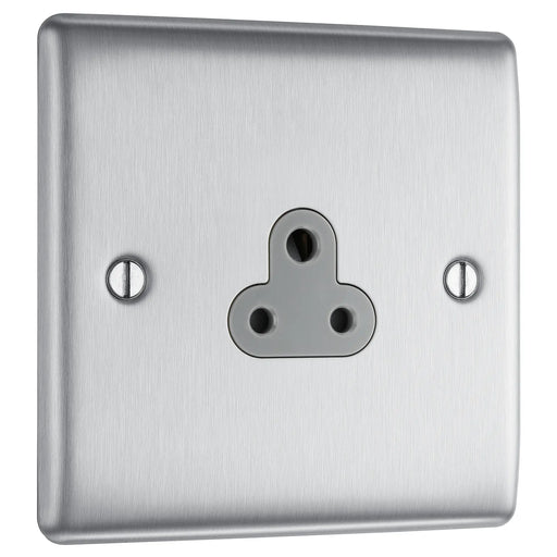 BG Electrical Nexus Metal Brushed Steel - 2A, single, unswitched, round pin