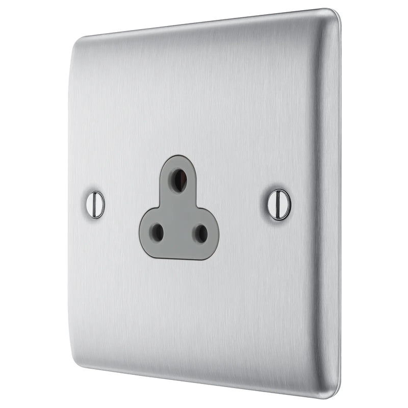 BG Electrical Nexus Metal Brushed Steel - 2A, single, unswitched, round pin