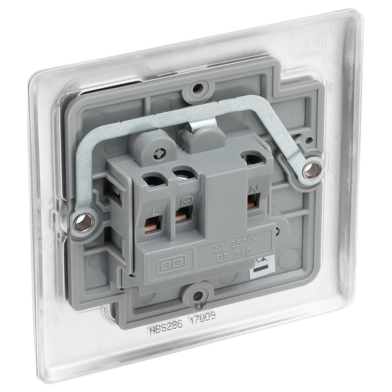 BG Electrical Nexus Metal Brushed Steel - 2A, single, unswitched, round pin