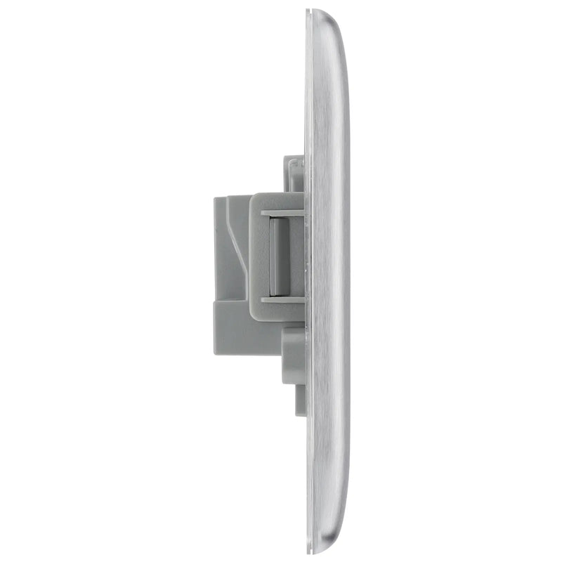 BG Electrical Nexus Metal Brushed Steel - 2A, single, unswitched, round pin